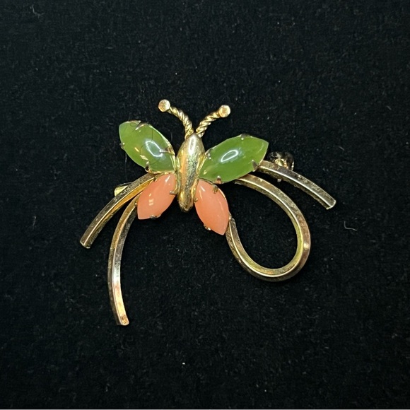 14K GF Signed Art Butterfly Brooch - Picture 1 of 2